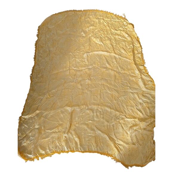 Yellow Embroidered Japanese Tree House Fringe Upright Piano Top Cover 62"x47" - Picture 3 of 7